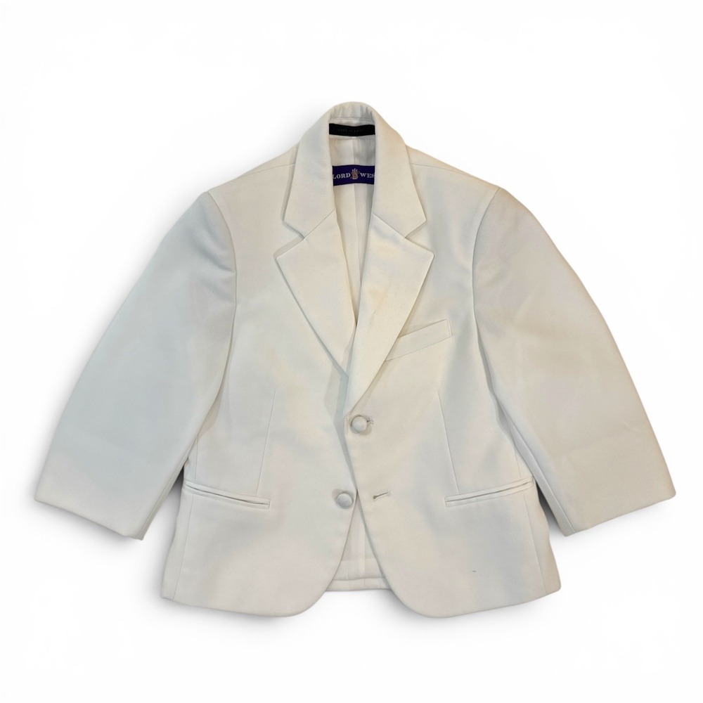 Lord West‎ Boys White Formal Tuxedo Dinner Jacket Blazer Two Button Twill